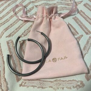 Sheila Fajl Gunmetal Hoops